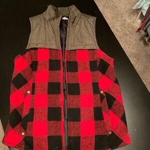 Maurices Red and Black Checkered Women's Vest